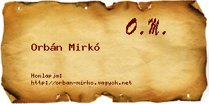 Orbán Mirkó névjegykártya